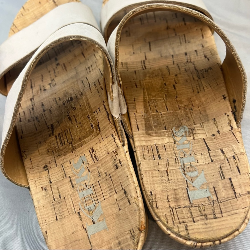 Korks Slides Sandals Tidal Slip On White Leather … - image 5